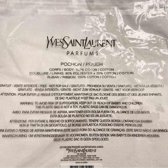 YSL Yves Saint Laurent Le Vestiaire Des Parfum Pouch Dust Bag New White Luxury - Picture 4 of 6